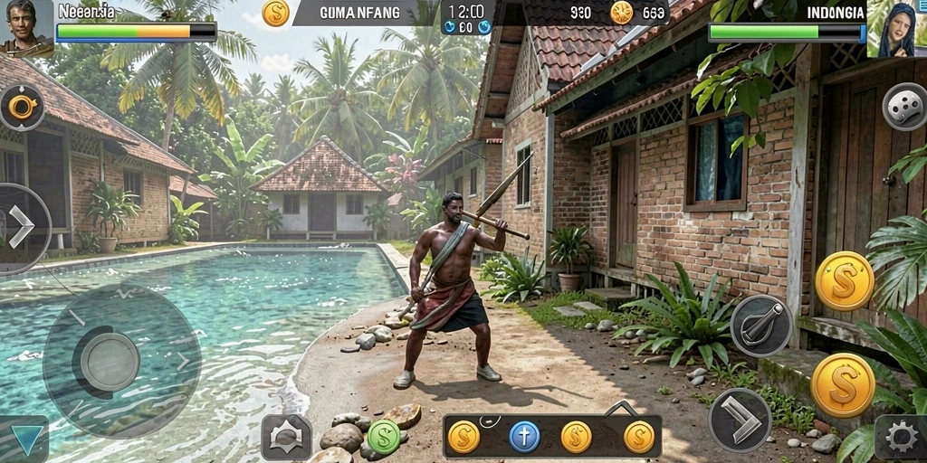 Screenshot menampilkan papan permainan yang penuh warna.
